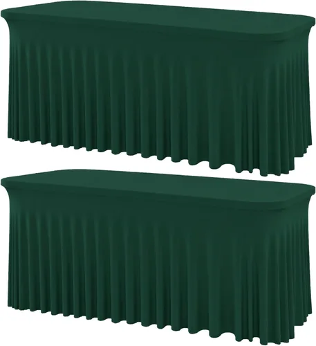 Vista 18 de Mantel rectangular de elastano negro, funda elástica ajustada para mesas rectangulares de 1,8 m, falda de mesa elástica sin arrugas para decoración