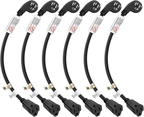 Vista 11 de FIRMERST 1875 W Cable de extensión de enchufe plano de 1 pie, 15A 14 AWG negro