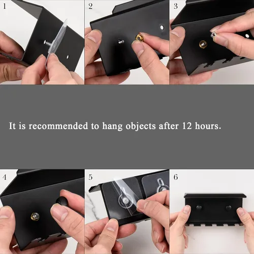 Vista 5 de Linkidea Soporte para cepillo de dientes montado en la pared para ducha, autoadhesivo de aluminio, 5 ranuras, cepillo de dientes y pasta de dientes