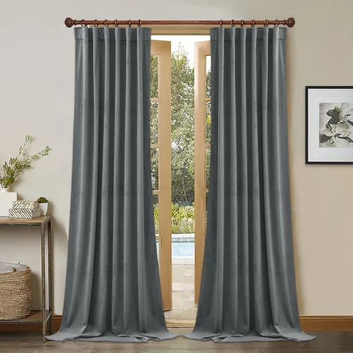 Vista 32 de StangH Cortinas de Terciopelo 42x84 pulgadas Beige Camello Oscurecedoras Resistentes al Calor Cobertura de Ventana Aplastadas Decoración del Hogar