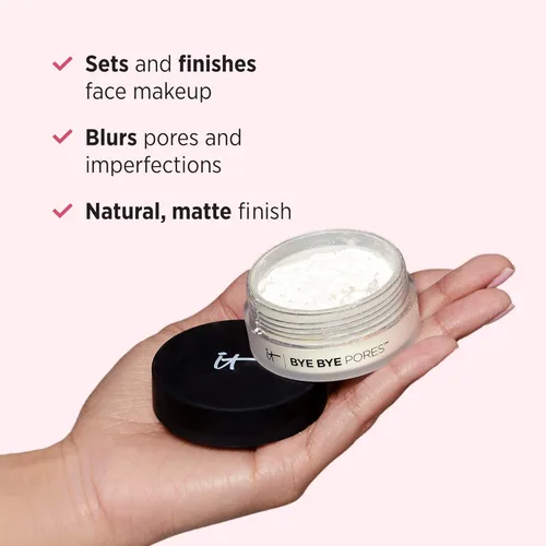 Vista 4 de IT Cosmetics Bye Bye Pores – Poreless Finish Loose Setting Powder Makeup – Translucent Blurring Powder for All Skin Tones – Face Powder with
