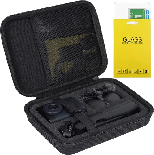 Vista 10 de Aenllosi Funda de almacenamiento rígida de repuesto compatible con cámara Canon PowerShot V10 Vlog, bolsillo de malla para cable de carga USB