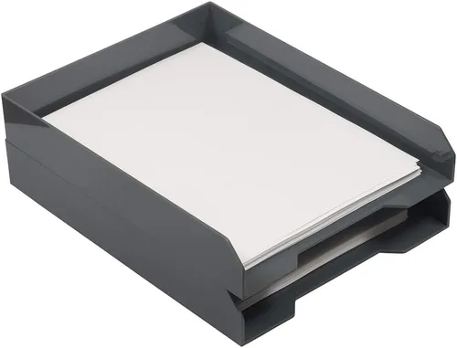 Vista 18 de JAM PAPER Bandejas de papel apilables, color rojo, bandeja organizadora de documentos de escritorio, cartas y archivos, 2