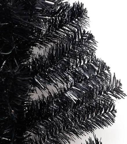 Vista 4 de Juegoal - Árbol de Navidad artificial iluminado de Halloween, 4 pies, oropel negro preiluminado, árboles de pino de Navidad con 70 luces LED