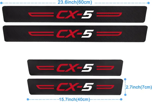 Vista 5 de 4PS para Mazda CX5 - Protector de umbral de puerta, de cuero de fibra de carbono, para Mazda CX-5, accesorios para Mazda CX5 2019 2021 2022 2023