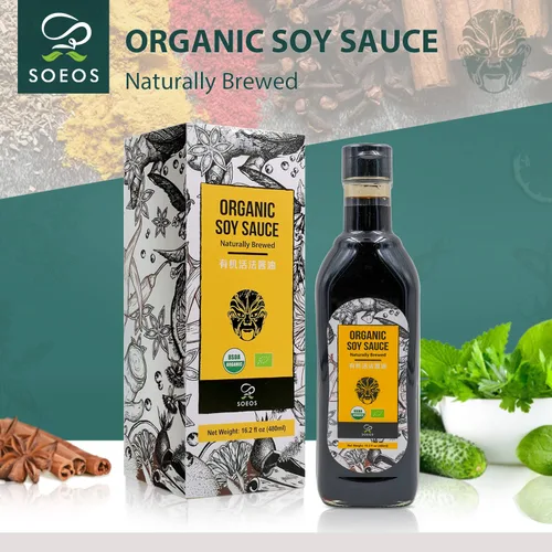 Vista 9 de Soeos Salsa de soja elaborada de forma natural, 16.2 oz (16.2 fl oz), paquete de 2, salsa de soja orgánica USDA, salsa de soja oscura de calidad