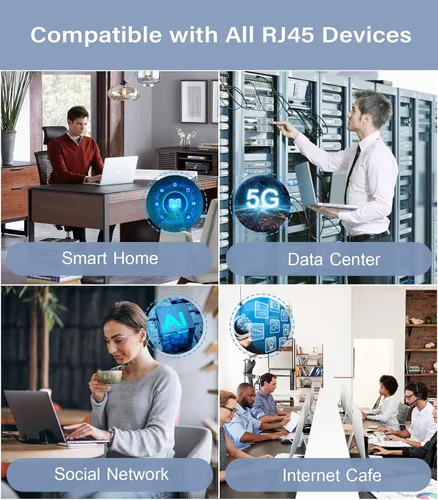 Vista 5 de Cable Ethernet Cat 8 de 10 pies, nailon trenzado de alta velocidad, resistente, 40 Gbps, 2000 Mhz 26 AWG, cable de conexión LAN de red SFTP RJ45