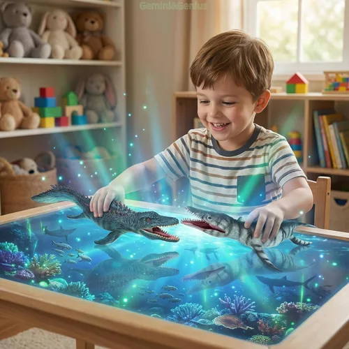 Vista 2 de Gemini&Genius Kronosaurus - Juguetes de dinosaurio con mandíbula movible, figura de dinosaurio grande de monstruo marino, colección Mosasaurus