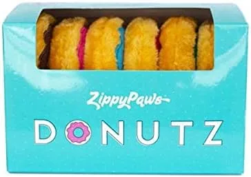 Vista 2 de ZippyPaws - Juguetes chirriantes de peluche para perros Mini Donutz - Caja de regalo, paquete de 6