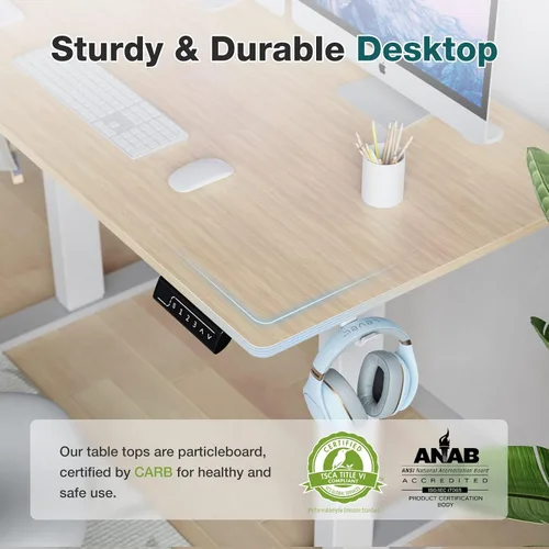 Vista 5 de Sweetcrispy Escritorio eléctrico de pie, 55 x 24 pulgadas, altura ajustable, escritorio eléctrico de pie, escritorio para computadora, escritorio