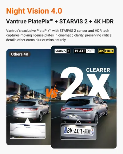 Vista 4 de Vantrue N4 Pro S 4K Cámara de tablero de 3 canales para camión, 4K+1080P+2.5K cámara frontal interior trasera, triple STARVIS 2 HDR IR visión