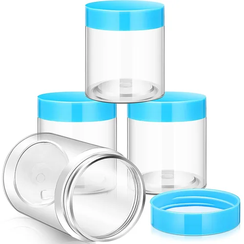 Vista 71 de Patelai 4 piezas de recipientes de plástico redondos de boca ancha a prueba de fugas con tapas para almacenamiento de viaje, maquillaje, productos