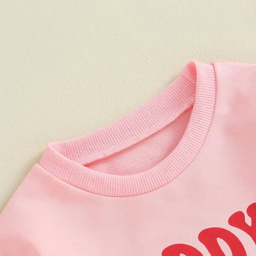 Vista 4 de SOLILOQUY Mameluco de manga larga con cuello redondo para el primer día de San Valentín para bebé niño y niña