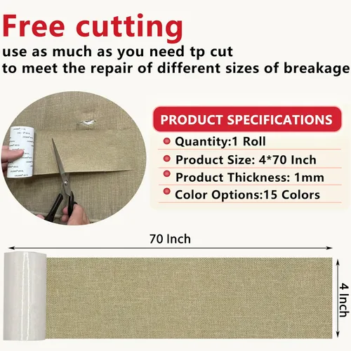 Vista 2 de Gheeidau Cinta de reparación de lino de 4 x 70 pulgadas, parche de tela de reparación de sofá autoadhesivo para muebles, sofás, cojines, sillas