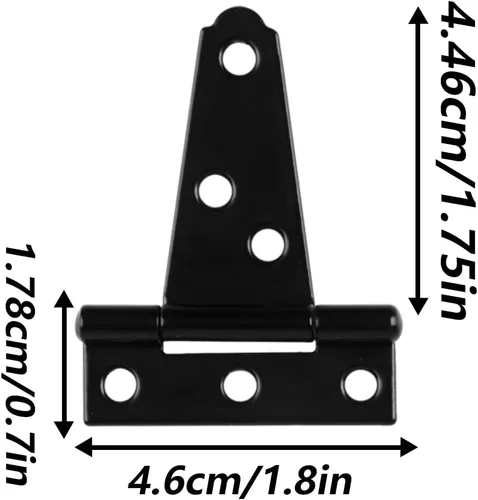 Vista 2 de Paquete de 6 bisagras de correa en T de 2 pulgadas, bisagras de puerta de cobertizo, bisagra negra resistente para exteriores para cercas de madera