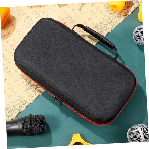 Vista 7 de Vaguelly Bolsa de micrófono dual: bolsa de almacenamiento portátil de mano, con exterior de carcasa dura de EVA e interior acolchado de esponja