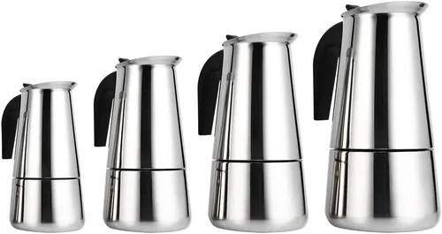 Vista 4 de Fdit Cafetera, 3.4 fl oz/6.8 fl oz/10.1 fl oz/15.2 fl oz Estufa de acero inoxidable Top Latte Mocha Pot Espresso Cafetera Percolador (10.1 fl oz)