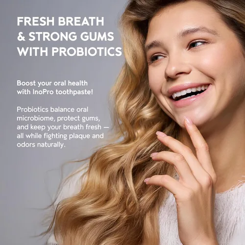Vista 8 de InoPro Tiras blanqueadoras de dientes 21 tratamientos + pasta de dientes de hidroxiapatita blanqueadora InoPro con probiótico para dientes