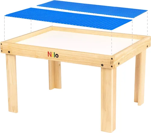 NILO Juego de mesa de actividades para niños con 2 compatiblesde reemplazo para basestablasesterillas dobles desmontables Lego Duplo (mesa de juego