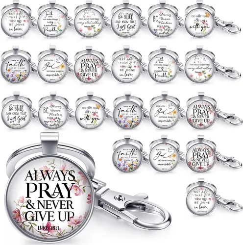 Vista 8 de Fumete Christian Keychain Bulk Bible Verse Religious Keychain Scripture Inspirational Bulk Christian Gifts for Women Church