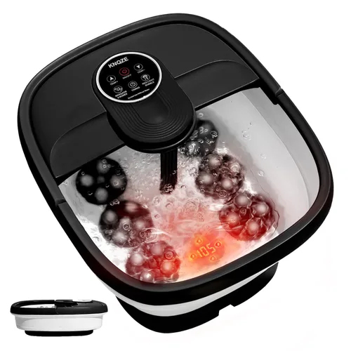 KNQZE - Bañera de spa plegable con calor y control remoto, masaje de burbujas, control de temperatura, luz roja (negro Pro)