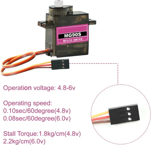 Vista 5 de MG90S 0.32 oz Servo Motor Micro Metal Gear para Robot Car Avión RC Helicóptero Arduino