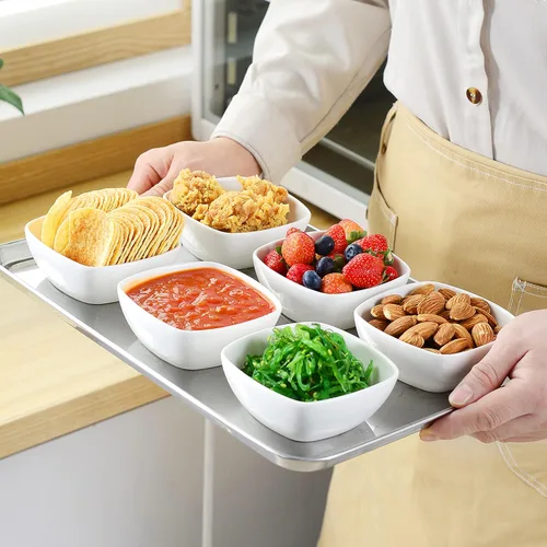 Vista 7 de MALACASA Juego de cuencos para salsas de porcelana de 5 oz, paquete de 12 ramekins pequeños, platos para salsas, ramekins pequeños apilables