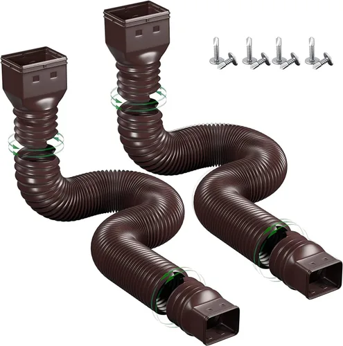 Vista 11 de Paquete de 2 extensiones para bajantes de canaletas de lluvia, extensor y desviador de bajante de drenaje, extensiones flexibles para bajantes que