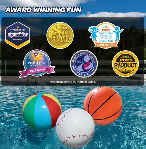 Vista 7 de Large Beach Ball - New 8-Panel Design for Enhanced Durability and Ultra Round Shape - Best Big Beach Ball For Kids & Adults - 3X Thickness