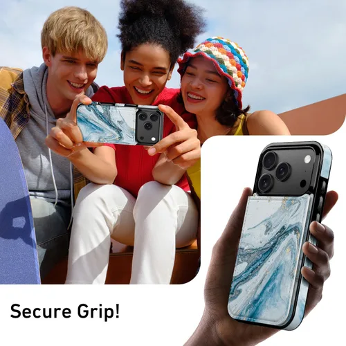 Vista 552 de LETO para iPhone 15 Pro Funda tipo cartera - Tapa tipo folio con patada - Diseños de moda - Tarjetero - Funda protectora para mujeres y niñas - 6.1