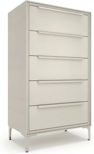 Tinge Naima - Cómoda de tela premium - Marco de metal resistente, 5 cajones espaciosos a prueba de hundimiento con elegantes asas de metal -