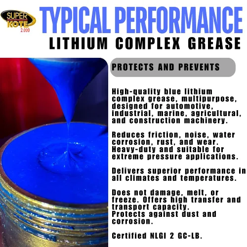 Vista 6 de Grasa compleja de litio Lubricante Superkote 2000 Multipurpose NLGI 2 EP Alta temperatura Automotriz Construcción Industria