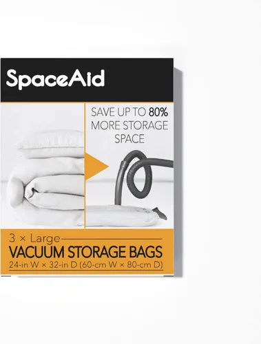 Vista 9 de Bolsas de almacenamiento al vacío SpaceAid, bolsas compresoras selladoras de ahorro de espacio para edredones, cobijas, almohadas, ropa de cama