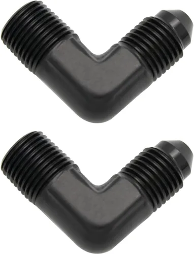 Vista 273 de Adaptador de tubo de aluminio recto 3AN acampanado a 1/4" NPT macho Unión de rosca adaptador de manguera de combustible negro