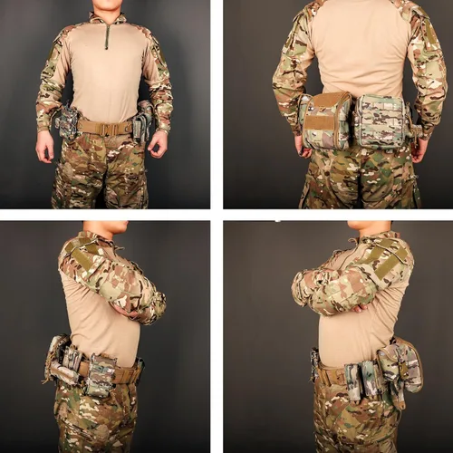 Vista 6 de YAKEDA Molle - Cinturón de batalla con accesorios – Cinturón táctico de combate Airsoft resistente (8 piezas)