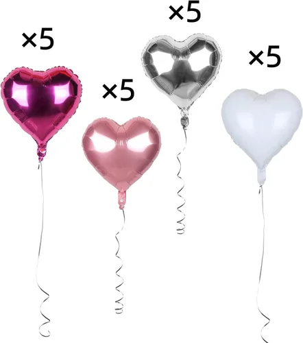 Vista 2 de 20 globos de papel de aluminio de corazón rosa intenso de 18 pulgadas para el día de San Valentín, bodas, despedidas de soltera y aniversarios
