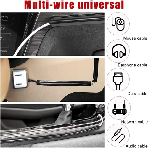 Vista 6 de Ohleats 8 fundas de alambre ocultas para automóvil, funda protectora oculta para cable autoadhesivo, funda organizadora de cable de alambre dividido