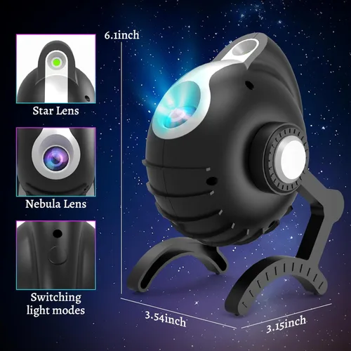 Vista 8 de Proyector Star Galaxy para dormitorio, proyector de luz nocturna de perro robot, lámpara LED de techo de nebulosa estrellada con altavoz Bluetooth