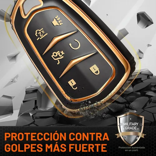 Vista 3 de Funda de llavero Accesorios para Cadillac para Cadi Escalade ESV 6 botones, funda de TPU (negro)