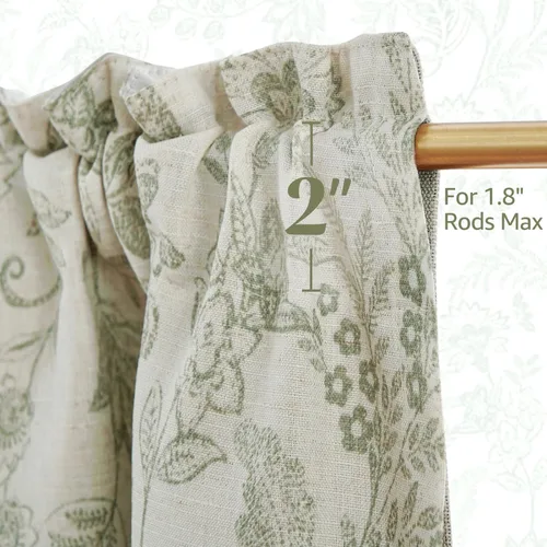 Vista 9 de jinchan Cortina de lino con cenefa de lino con estampado floral para cocina, cenefa rústica con filtro de luz para sala de estar, dormitorio, 16