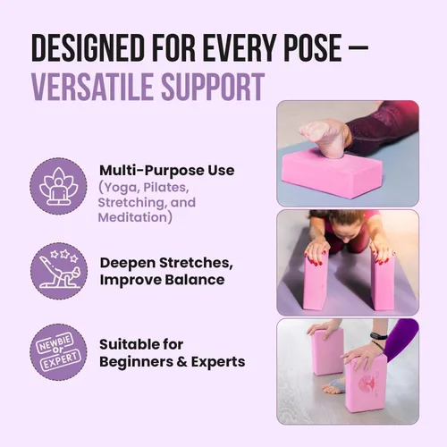 Vista 4 de MHW - LIVE WELL Bloque de yoga de espuma EVA, bloque de ejercicio de espuma de alta densidad, bloque de pilates ligero, 9.06 x 5.91 x 2.95 pulgadas