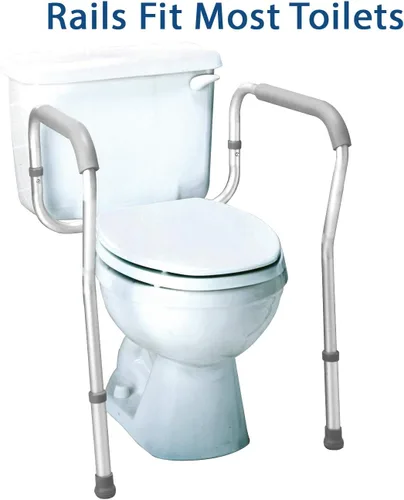 Vista 7 de Carex Rieles de seguridad para inodoro, marco de seguridad de inodoro ajustable y desmontable con asas para ancianos, discapacitados