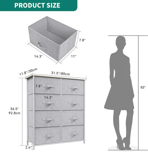 Vista 3 de YITAHOME Cómoda con 8 cajones – Torre de tela para dormitorio, cómoda y cómoda con cajones, torre de almacenamiento de tela, unidad organizadora