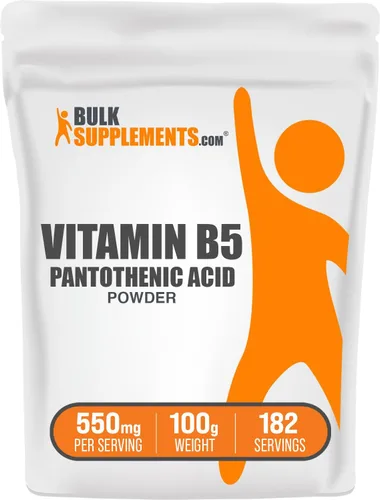 BulkSupplements. com Vitamina B5 en polvo - como pantotenato de calcio, vitaminas B5 - Sin gluten, 500 mg de vitamina B5 ácido pantoténico por