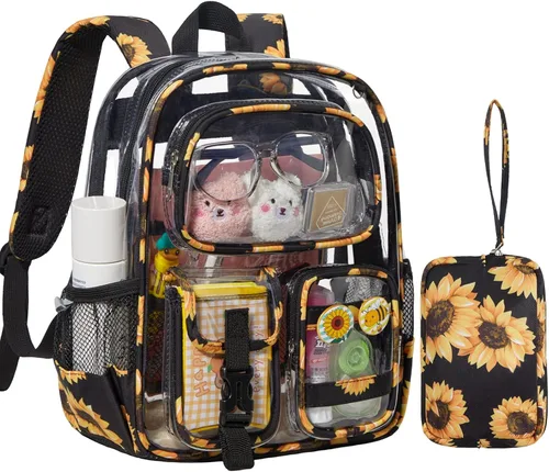 Vista 10 de Mini mochila transparente para estadio aprobada 12x6x12, pequeñas mochilas transparentes, Negro, Pequeño, Lindo