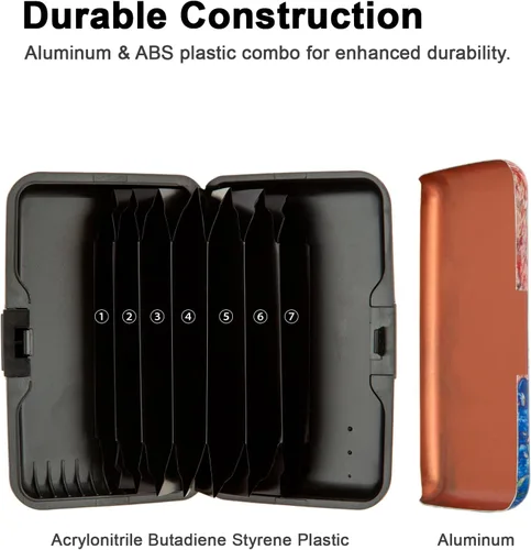 Vista 6 de Soporte para tarjetas de crédito, cartera de metal con bloqueo RFID para mujeres y hombres, delgada para tarjetas de identificación, protector