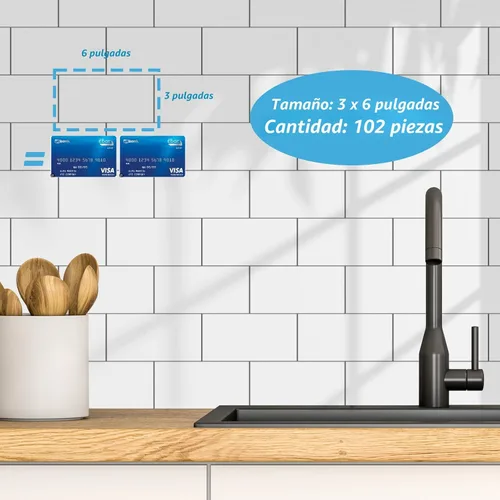 Vista 5 de Art3d - Juego de 102 piezas de azulejos adhesivos para salpicaduras de cocina, baño, chimenea, azulejo de metro de 7.6 cm × 15.2 cm para pegar