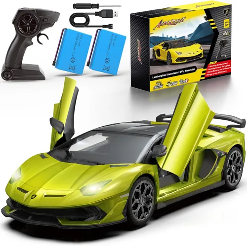 AEROQUEST Lamborghini Auto a Control Remoto, Auto RC Lambo con Licencia Oficial 1:14 para Niños y Niñas, Regalo de Cumpleaños, Juguetes Verdes para
