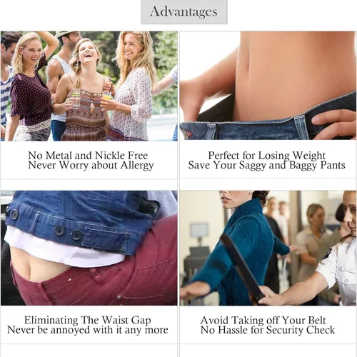 Vista 5 de JASGOOD No Show - Cinturón elástico invisible para mujer, con hebilla plana, para jeans, pantalones y vestidos