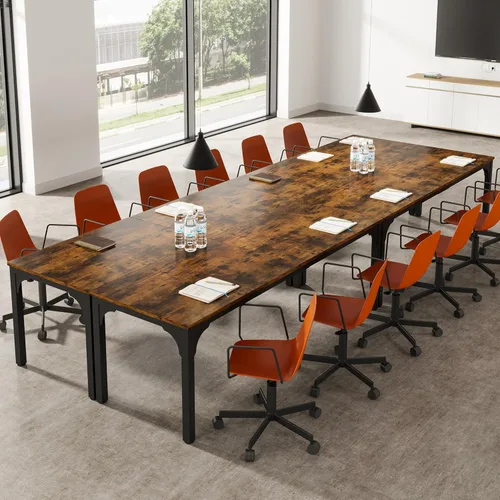 Vista 13 de Mesa de conferencias de 6.56 pies, mesa de seminario rectangular grande súper resistente para 8 personas, mesas largas de negocios, 1 unidad